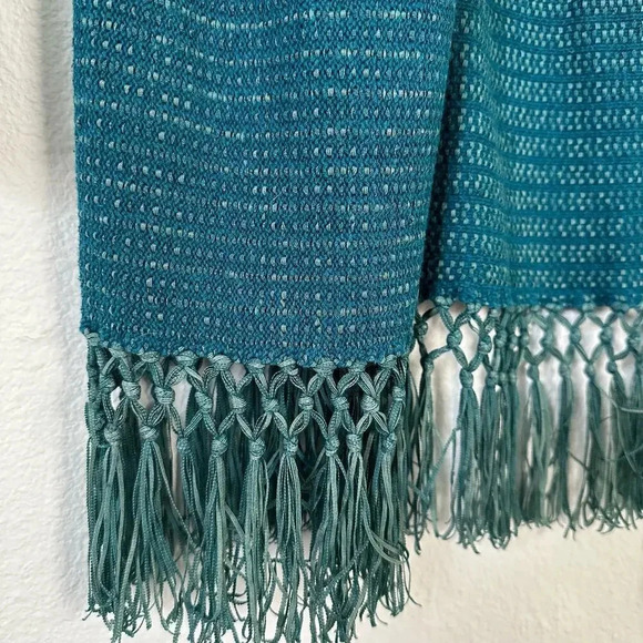 Lilly Pulitzer Tatum cardigan teal green blue knit crochet fringe boho tassels - Picture 5 of 6